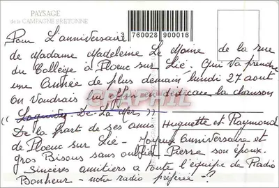Pays Breton — krajobraz wiejski z wozami i kołem wozowym — Graphphil — Rewers