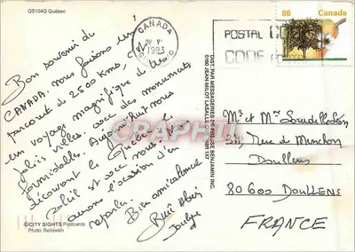 Widok Quebec — Zamek Frontenac i rzeka — City Sights Postcards — Rewers