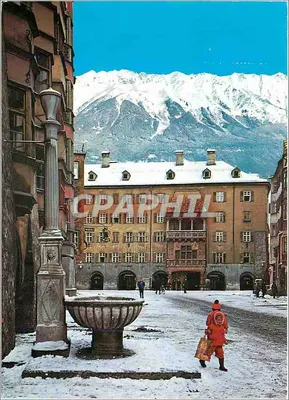 Place du Château em Innsbruck — vista invernal com montanhas nevadas — editor Vilo & Söhne, Innsbruck