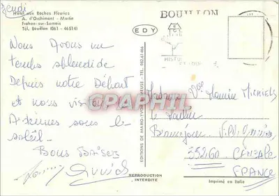 Hôtel aux Roches Fleuries — Frahan-sur-Semois — Wydawnictwo EDY — Rewers