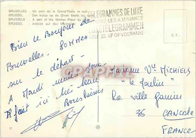 Brukselka - Wielka Plac, noc — wydawca C.T. nr 51 — Rewers