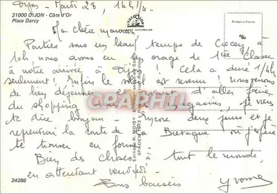 Portal Placu Darcy w Dijonie — wydawca Éditions R. Moisy, nr 24286 — Rewers