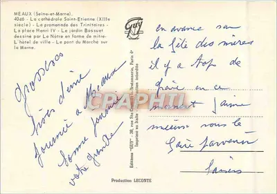 Meaux — Collage historischer Sehenswürdigkeiten — Éditions LECONTE, Nr. 4046 — Rückseite