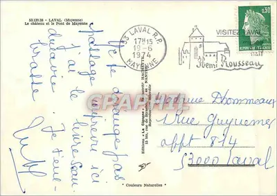 Zamek i most w Mayenne — Wydawnictwo «La Cigogne» — n° 53.130.38 — Rewers