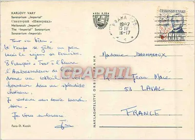 Karlový Vary — Sanatório «Imperial» — NAKLADATELSTVÍ ORBIS, Praha — Verso
