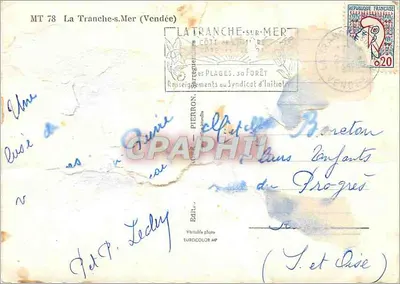 Bilhete postal moderno La Tranche sur Mer (Vendee) — Verso