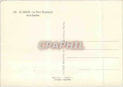 Le Mans — Most Gambetta i Sarthe — Wydawnictwo ARTAUD Père & Fils, Nantais — Rewers