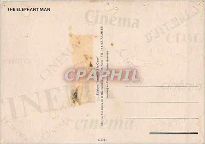 The Elephant Man — Cartaz promocional — Edições 'L'Humour à la Carte', n° A-C 91 — Verso