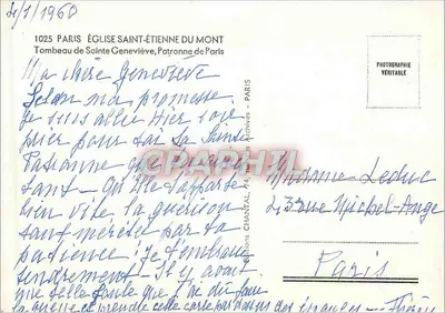 Kirche Saint-Étienne du Mont — Grabmal der Heiligen Geneviève — Éditions Chantal, n°1025 — Rückseite