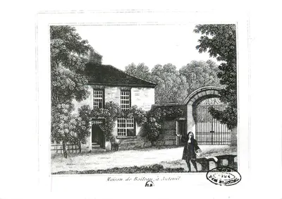 Casa de Boileau em Auteuil — gravura histórica — M. Bailleul, Paris