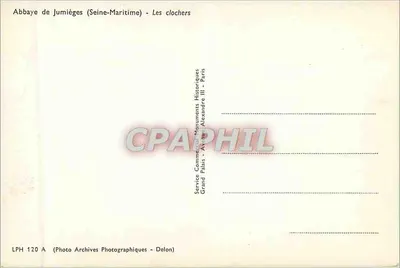 Abadia de Jumièges (Seine-Maritime) — Os campanários — Serviço Comunal Monumentos Históricos Grand Palais Alexandre III - Paris — Verso