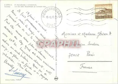 Família em um lago norueguês — Honningsvåg — editor: F-3098-6 — Verso
