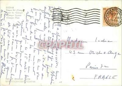 Piazza del Campo — Siena — Editor M. Romboni, n° 42 — Verso