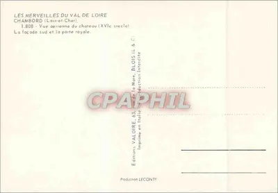 Chambord — widok z lotu ptaka zamek (XVI wiek) — Wydawnictwo Valoire — Rewers