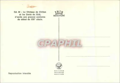 Zamek Chillon — Dents du Midi — Wydawnictwo Jaeger & Cie, Genewa — Rewers
