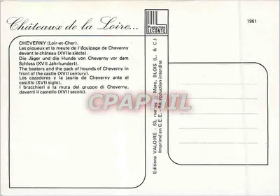O castelo de Cheverny — Cheverny, Loir-et-Cher — Éditions Leconte — Verso