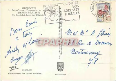 Strasburg — Petite-France — Wycieczka łodzią po kanałach — Wyd. La Cigogne, Strasburg — Rewers