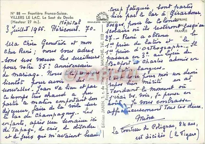 डूब्स के झरना - फ्रांस-स्विटज़रलैंड सीमा - जैनिन प्रकाशन, संख्या 88 — पीछे