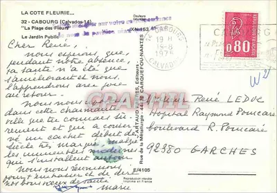 Publiczny ogród La Côte Fleurie — Calvados — wydawca Artaud Frères — Rewers