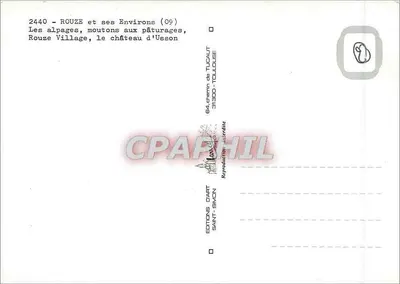 Rouze i jego otoczenie (09) — Alpejskie krajobrazy, owce na pasiekach, wieś Rouze, zamek Usson — Wydawnictwo Saint-Savin — Rewers