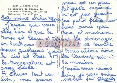 Rouze — widok panoramiczny z zamekiem, jeziorem i górami — Wydawnictwo Dart-Simon — Rewers