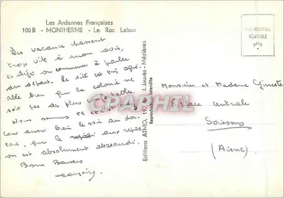 As Ardenas Francesas — 100B - MONTHERMÉ - Le Roc Latour — Edições ATIMO — Verso