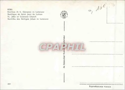 Basílica de San Juan de Letrán — Roma — editor Plurigrave Terni, n° 202 — Reverso