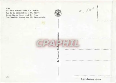 Rzym — Via della Conciliazione i Święty Piotr — Plurigraphe Terni nr 276 — Rewers