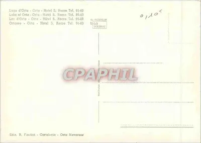 Lago d'Orta — View of houses along the lake — Publisher R. Fantini, Orta Novarese — Back