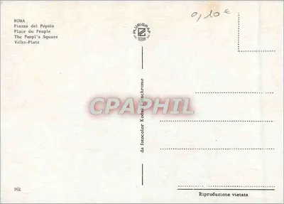 Roma - Piazza del Popolo — vista panorâmica com obélisco e estátuas — Plurigraphe Terni n°262 — Verso
