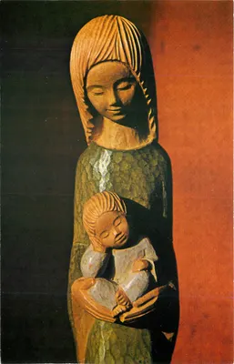 Vierge à l'Enfant — sculpture en bois — Éditions Médiaspaul, Tours