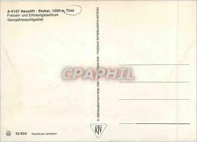Neustift — vista panorâmica e paisagens alpinas — Tirolien Kunstverlag Chizzaul — Verso