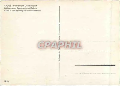 Zamek w Vaduz — Kraj Liechtensteinu — wydawca Vaduz, n°14 — Rewers