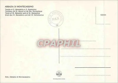 Abbazia di Montecassino — Grobowiec św. Benedykta i św. Scolastyki — Ediz. Abbazia di Montecassino — Rewers