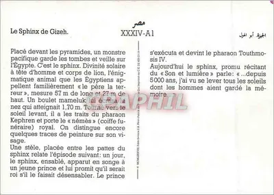 O Esfinge de Gizé — Egito — n° XXXIV-A1 — Verso