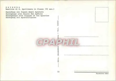 Ravenna — Sarcófago dos Apóstolos (século VI) — Ed. Sanbaroli n°32032 — Verso