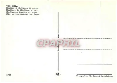 Basílica de São Marcos em Veneza — noite — TecnoGráf spa, Via Reval-Palermo, n° 8722 — Verso