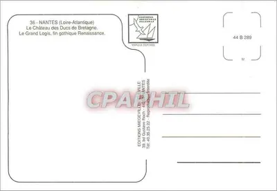 Nantes — O Grande Logis, fin gotique Renascentista — Éditions Miegeville, n° 44 B 289 — Verso