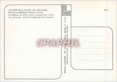 Azay-le-Rideau — Zamek XVII wieku otoczony przez Indre — Wydawnictwo Valoire — Rewers