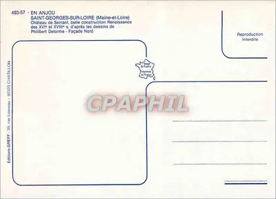 Zamek Serrant — Anjou — Éditions GREFF-CHATILLON — Rewers
