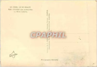 Mont Genova — Wüste der Agriates — Verlag Corsica, n° 3329 — Rückseite