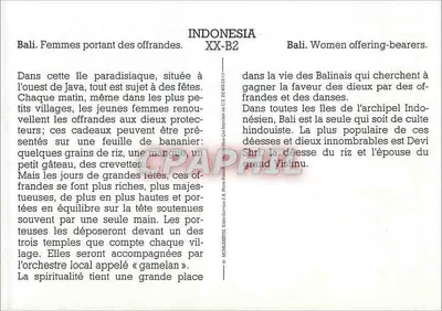 Bali. Frauen, die Opfergaben tragen — INDONESIA XX-B2 — Édito-Service S.A. Paris — Rückseite