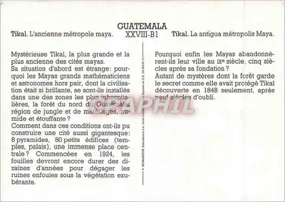 Tikal. Starsza metropolia maya — Gwatemala — wydawca C.E. 03 451-17, numer seryjny XXVIII-B1 — Rewers