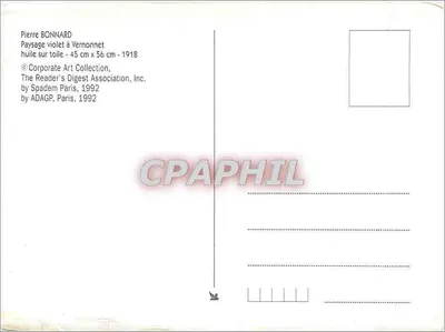 Paisaż fioletowy w Vernonnet — olej na płótnie 1918 — autor Pierre Bonnard, wydawnictwo Spadem Paris 1992 — Rewers