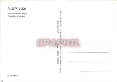 Ogród Pałacu Royal — Paryż 1900 — Wydawnictwo J.-Jaurès — Rewers