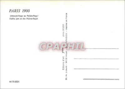 Paryż 1900 — korka przy Pałacu Royal — Éditions J.-Jaures — Rewers