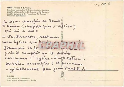 Cruz de São Damiano — capela perto de Assis — editor Frati Minori Conventuali — Verso