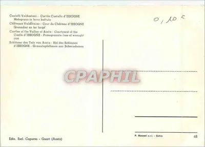 Dwór Zamku Issogne — Castelli Valdostani — Wydawca P. Marzari s.r.l., Schio, nr 48 — Rewers