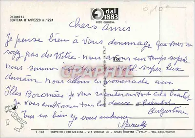 Cortina d'Ampezzo — widok panoramiczny i góra — Éditrice Foto Ghedina — Rewers