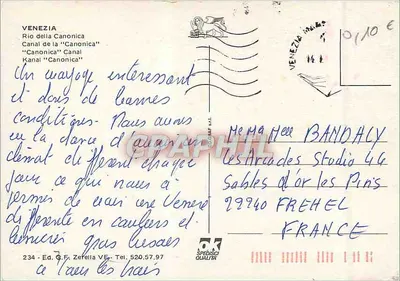 Wenecja — Kanał Canonica — Wyd. G. F. Zerella VE, nr 234 — Rewers